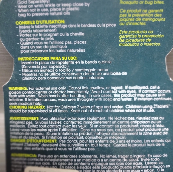 Refill for: Z Band Mosquito & Bug Repellant Band- Two Refill Tablets NO Deet NEW - Picture 3 of 4